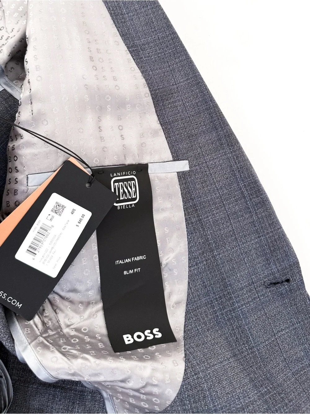 NWT New BOSS Men’s Gray Plaid Blazer Italian Wool Holy-Allee 3 Sport Coat